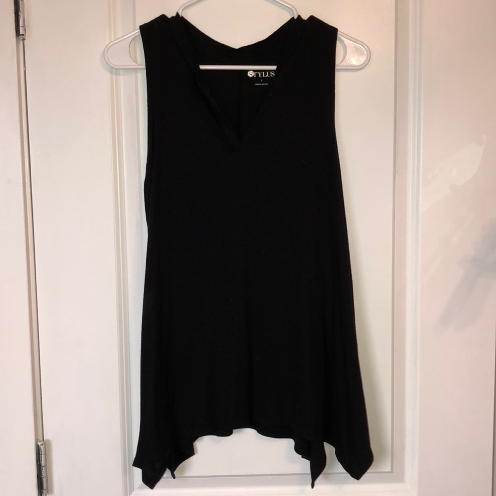 Black V-neck top